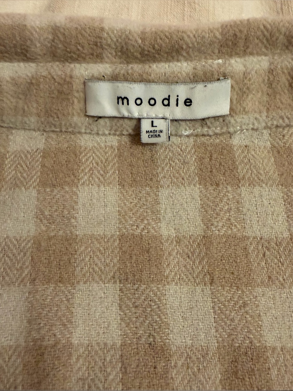 moodie Beige and Cream Check Flannel Shirt - Picture 4 of 7